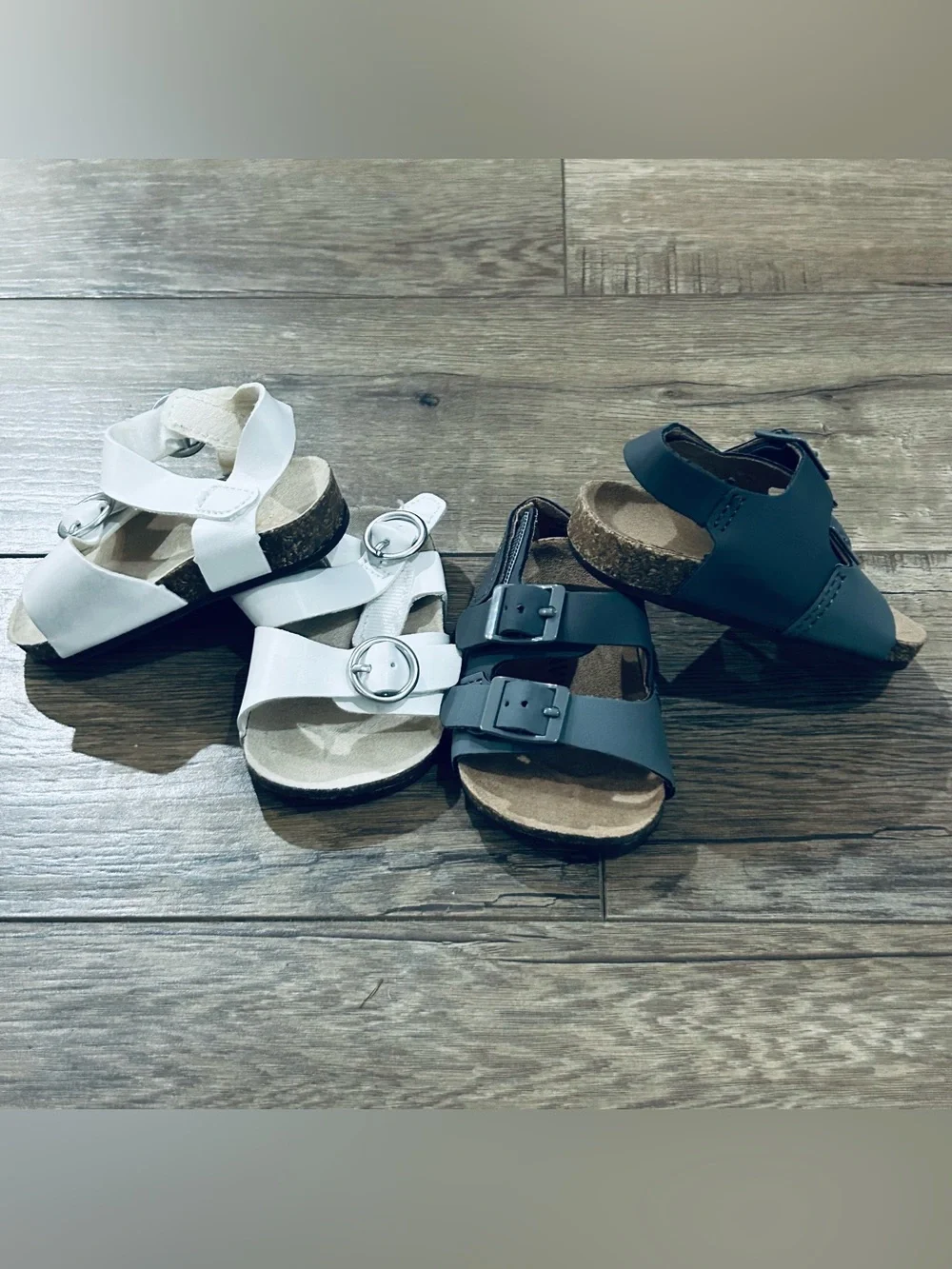 Two Pair Old Navy Double Strapped Sandals For Baby 0-3mo Gray And White